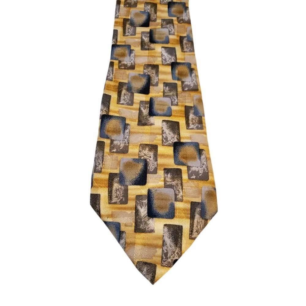 Gordon &‎ Ferguson Neck Tie Mens Luxury Yellow Blue Tan Geometric Business Suit